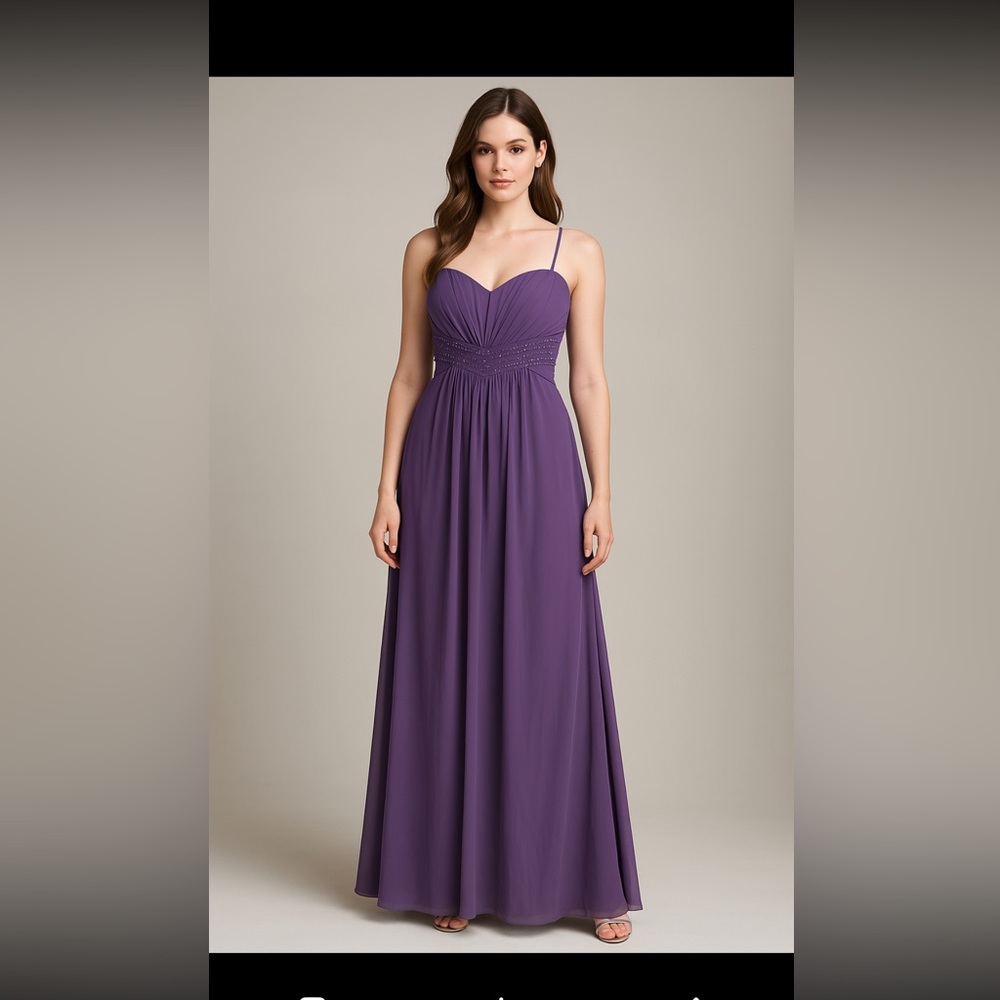 David's Bridal Strapless Purple Dress